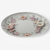 野エレガント花花結婚柄 ペーパープレート (アングル)