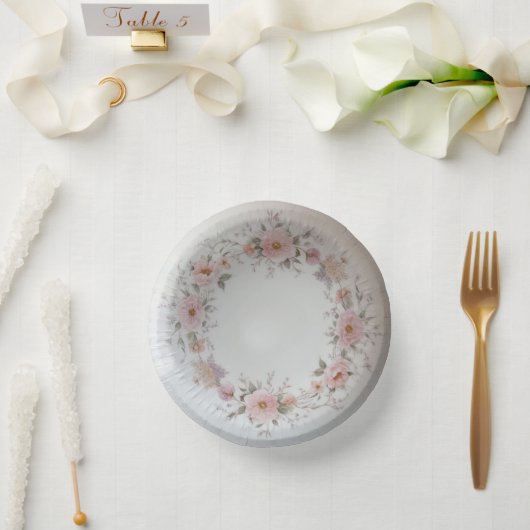 野エレガント花花結婚柄 ペーパーボウル (ウェディング)