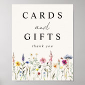 野エレガント花草地クリームカードとギフト ポスター (正面)