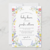 野エレガント花草花赤ちゃんガールシャワー 招待状 (正面)