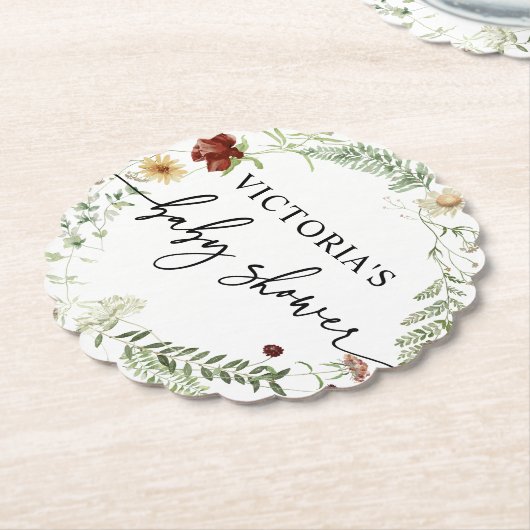 野エレガント花赤ちゃんシャワー ペーパーコースター (アングル)