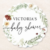 野エレガント花赤ちゃんシャワー ペーパーコースター (正面)