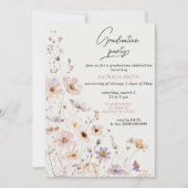 野エレガント花赤面卒業パーティー 招待状 (正面)