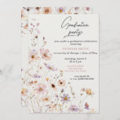 野エレガント花赤面卒業パーティー 招待状 (正面/裏面)