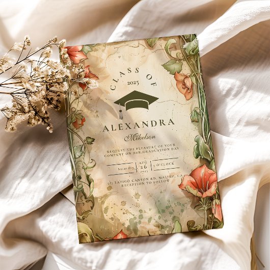 野エレガント花開花卒業パーティー 招待状