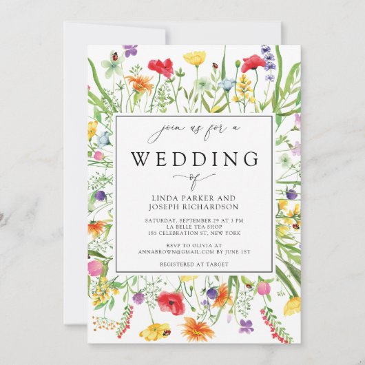 野エレガント花骨書道結婚の 招待状 (正面)