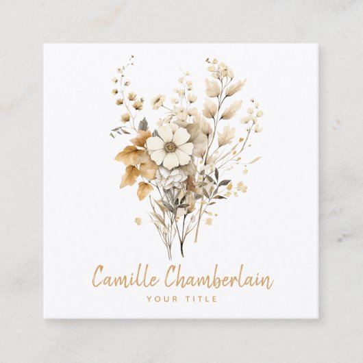 野エレガント花 スクエア名刺 (正面)
