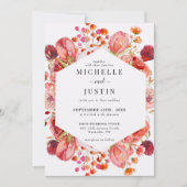 野エレガント花 | 写真素朴の結婚数 招待状 (正面)