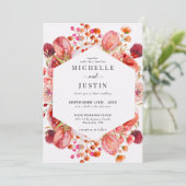 野エレガント花 | 写真素朴の結婚数 招待状 (スタンド正面)