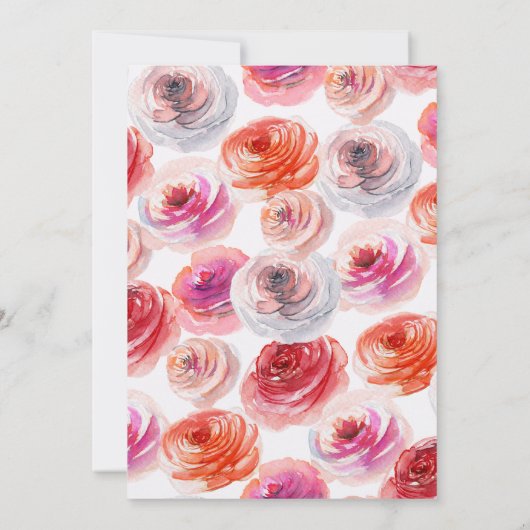 野エレガント花 | 春サマーブライダルシャワー 招待状 (裏面)