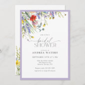 野エレガント花 | 水彩ブライダルシャワー 招待状 (正面/裏面)