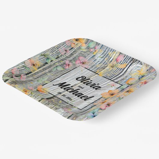 野エレガント草素朴な白檀 ペーパープレート (傾斜あり)