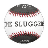 野カスタム球チームのコーチ、感謝の贈り物 野球ボール (裏面)