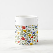 野カラフル花かわいらしフローラパーソナライズされた コーヒーマグカップ (中央)