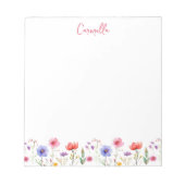 野カラフル花かわいらしフローラパーソナライズされた ノートパッド (正面)