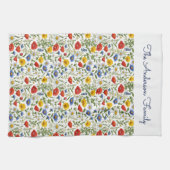 野カラフル花かわいらし茶タオル キッチンタオル (横)