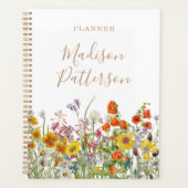 野カラフル花の国パーソナライズされた名 プランナー手帳 (正面)