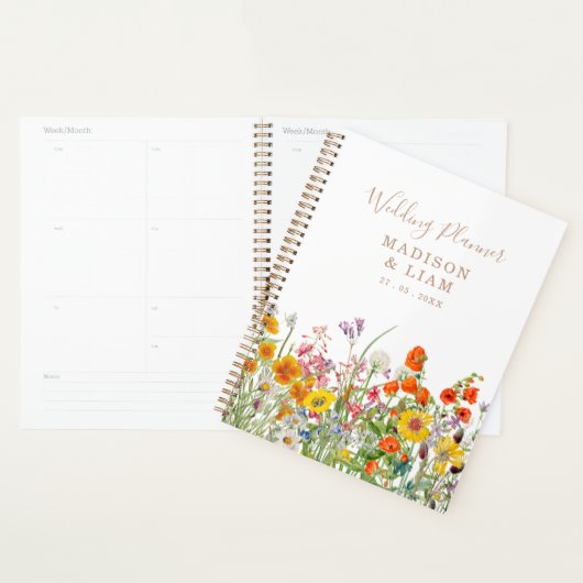 野カラフル花の国パーソナライズされた結婚の プランナー手帳 (ディスプレー)