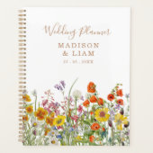 野カラフル花の国パーソナライズされた結婚の プランナー手帳 (正面)