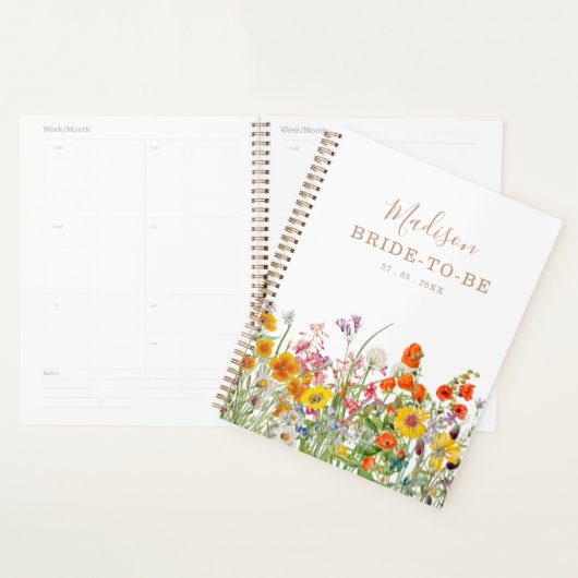 野カラフル花の国パーソナライズされた結婚の プランナー手帳 (ディスプレー)