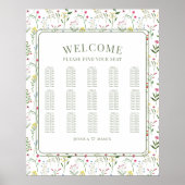 野カラフル花の結婚素朴な座席表 ポスター (正面)