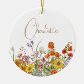 野カラフル花カントリー植物名 セラミックオーナメント (正面)