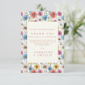 野カラフル花シームレ結婚ス サンキューカード (スタンド正面)