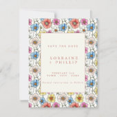 野カラフル花シームレ結婚ス セーブザデート (正面)