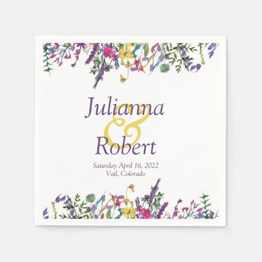 野カラフル花ナプキン スタンダードカクテルナプキン (正面)