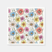 野カラフル花ナプキン スタンダードカクテルナプキン (正面)