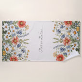 野カラフル花ビーチタオル ビーチタオル (正面)