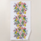 野カラフル花フローラプリントビーチタオル ビーチタオル (正面)