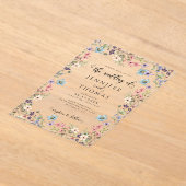 野カラフル花モダン素朴庭園の結婚式 アクリル招待状 (レイダウン)