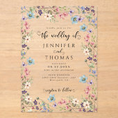 野カラフル花モダン素朴庭園の結婚式 アクリル招待状 (正面)