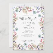 野カラフル花モダン素朴庭園の結婚式 招待状 (正面)