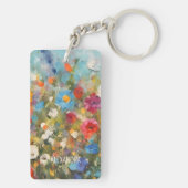 野カラフル花抽象芸術フローラパーソナライズされた キーホルダー (裏面)