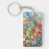 野カラフル花抽象芸術フローラパーソナライズされた キーホルダー (正面)