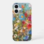 野カラフル花抽象芸術フローラ iPhone 16ケース (裏面)
