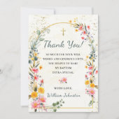 野カラフル花洗礼サンキューカード 招待状 (正面)