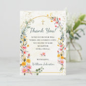 野カラフル花洗礼サンキューカード 招待状 (スタンド正面)