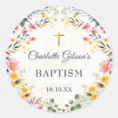 野カラフル花洗礼 ラウンドシール (正面)