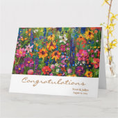 野カラフル花畑の結婚挨拶 カード (黄色い花)