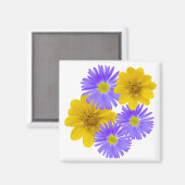 野カラフル花紫色の黄色い写真 マグネット (正面/裏面)