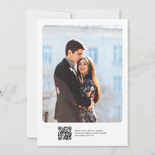 野カラフル花結婚の写真とQRコード 招待状 (裏面)