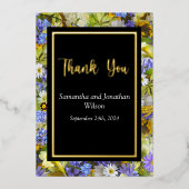 野カラフル花結婚サンキューカード 箔招待状 (正面)