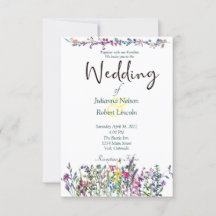 野カラフル花結婚式招待状