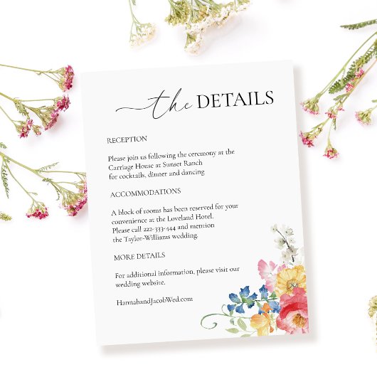 野カラフル花結婚詳細 エンクロージャーカード