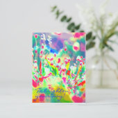 野カラフル花考えの花 ポストカード (スタンド正面)