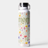 野カラフル花花柄ソフトグリーン母 ウォーターボトル (背面)