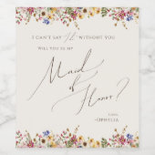 野カラフル花草原 |ベージュメイド・オブ・オーナー(花嫁付き添い人) ワインラベル (シングルラベル)